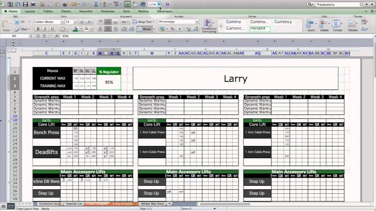 Strength &amp;amp; Conditioning Excel Template: Level 1 regarding Free Strength And Conditioning Excel Templates