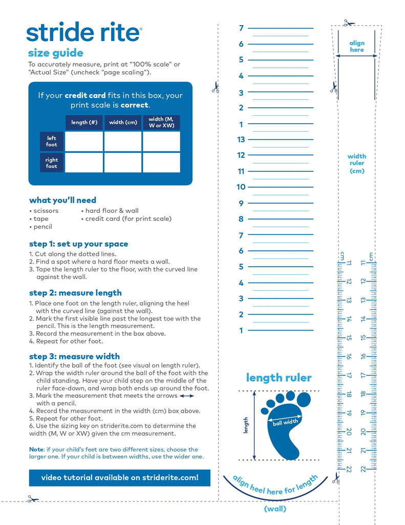 Stride Rite Size Chart Shop Inches inside Stride Rite Size Chart Printable