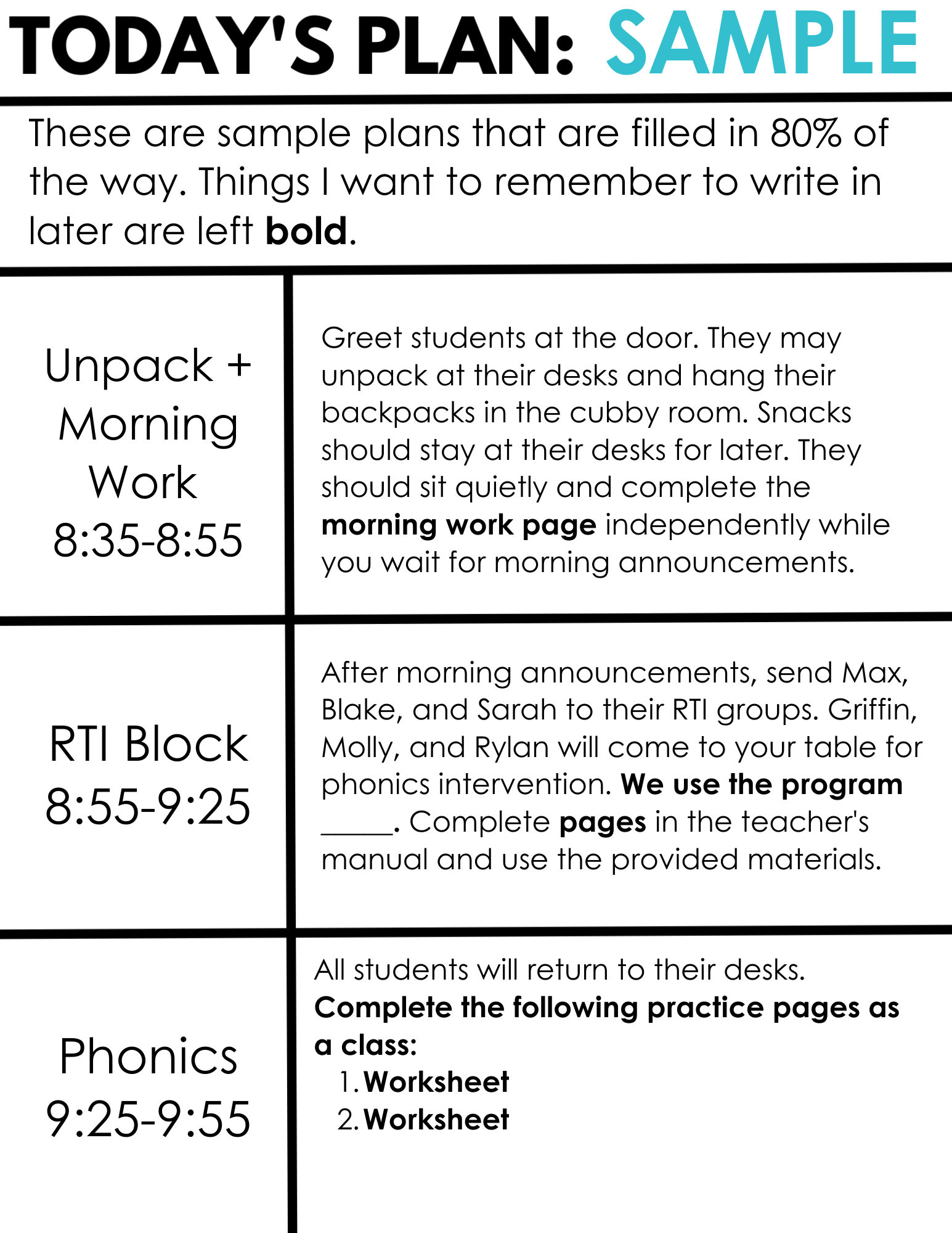 Sub Plans You Barely Have To Write — The Simple Classroom for Free Substitute Lesson Plan Template