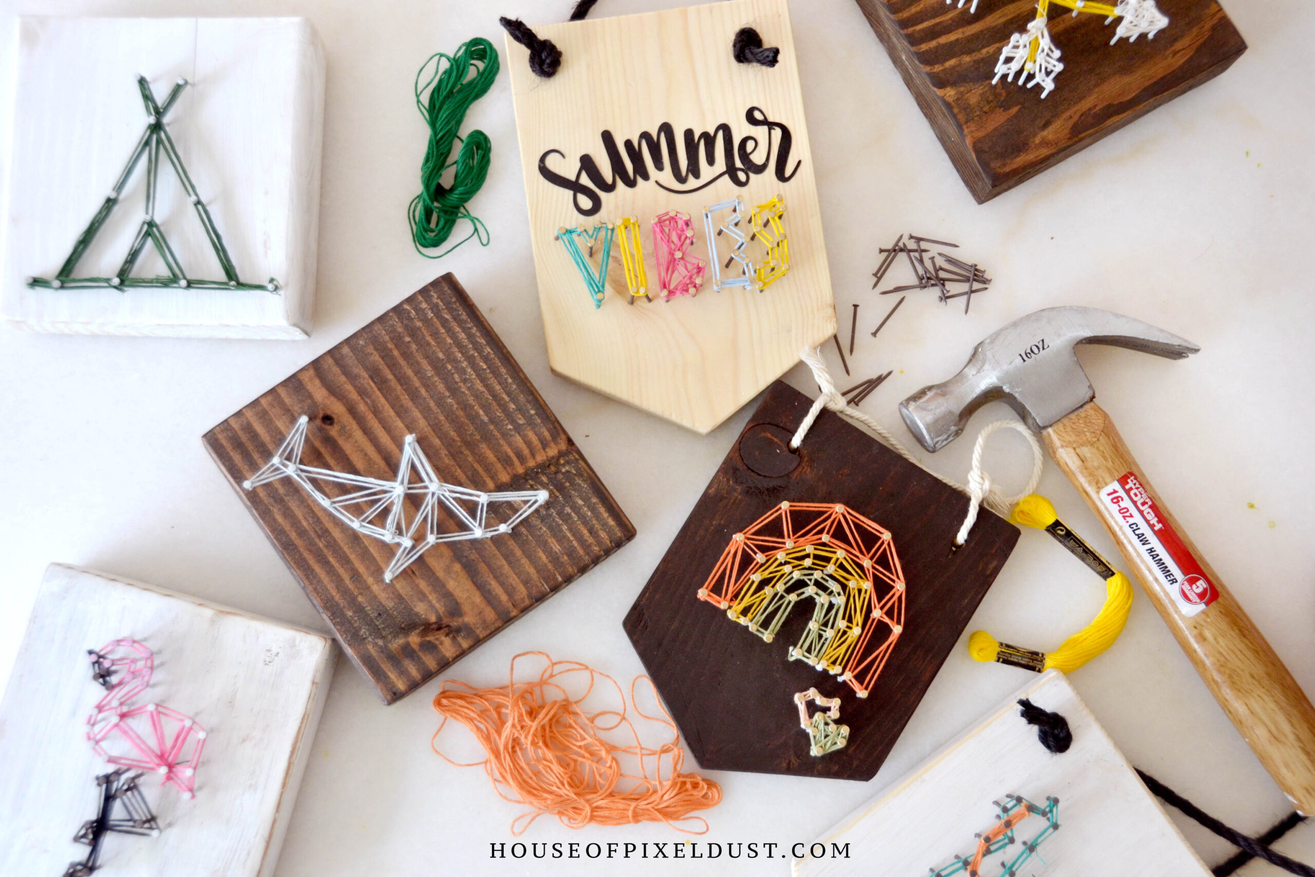 Summer Mini String Art Crafts + 16 Free Templates – House Of Pixel with regard to 30 Free Printable String Art Patterns