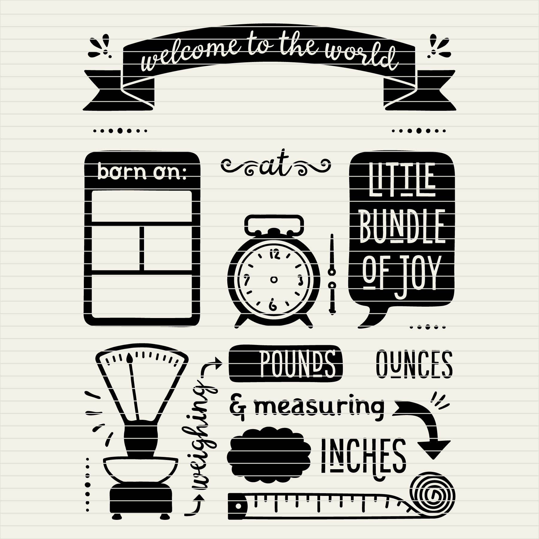 Svg Birth Stats Template Svg Geburtsanzeige Svg Baby Stats Svg within Free Birth Stats Template Svg