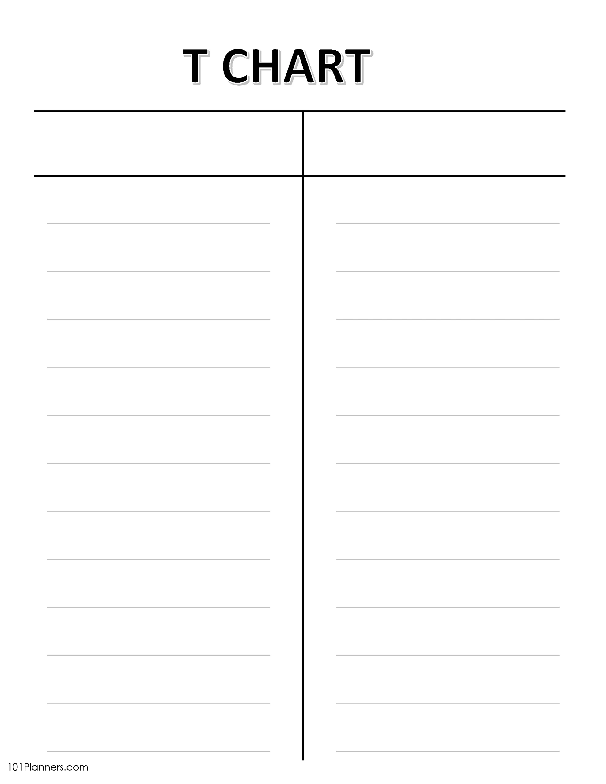 T Chart Template | Online Or Editable And Printable inside T Chart Printable Free