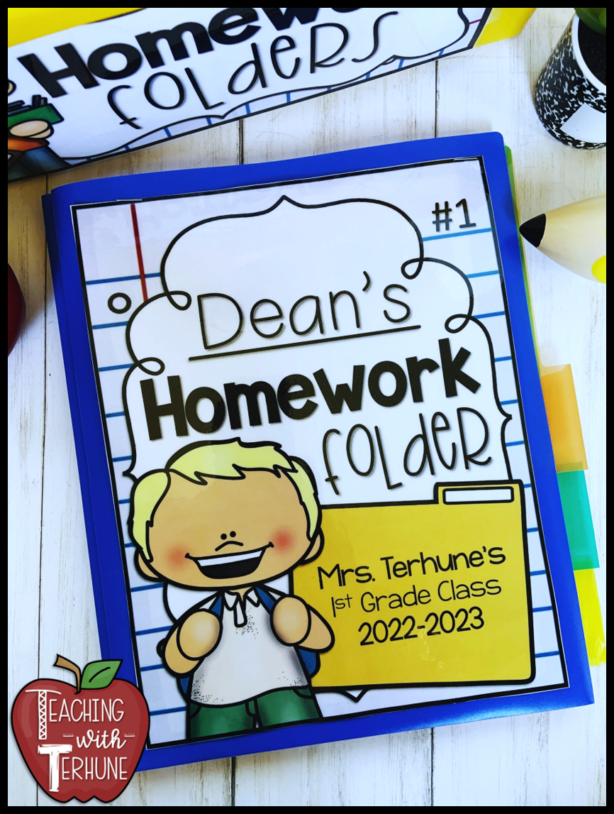 Teaching With Terhune: Homework Folders intended for Free Printable Homework Folder Cover