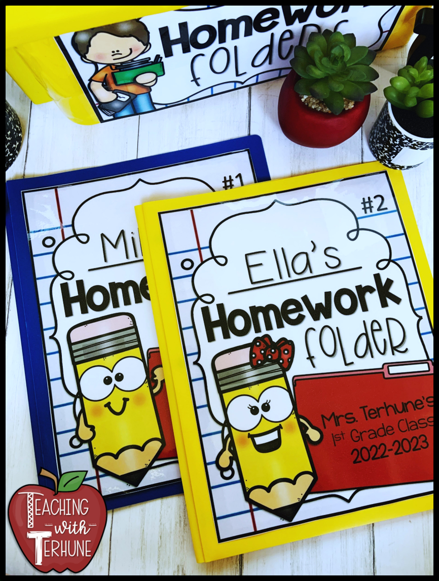 Teaching With Terhune: Homework Folders pertaining to Free Printable Homework Folder Cover