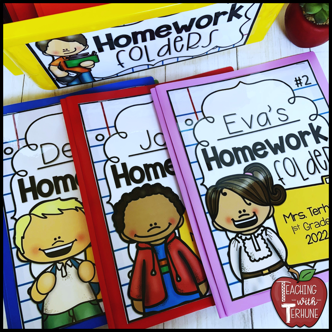 Teaching With Terhune: Homework Folders with Free Printable Homework Folder Cover