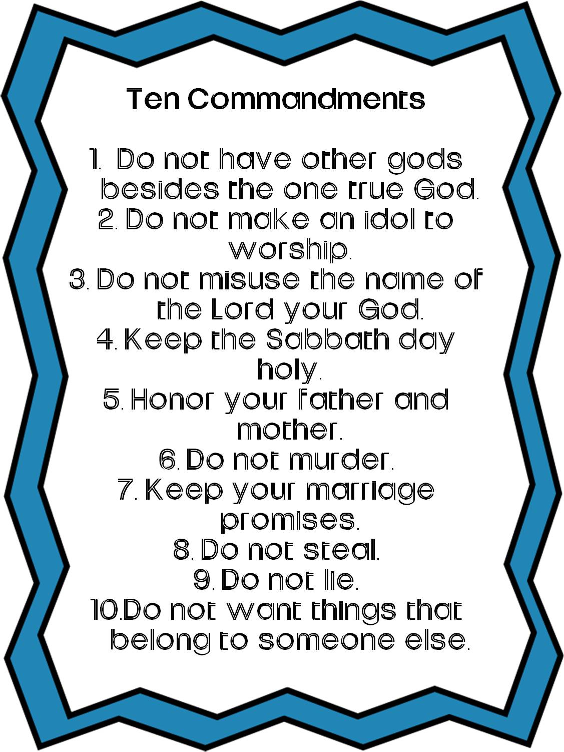 Ten Commandments For Kids- Simple 10 Commandments Printable inside 10 Commandments Free Printable