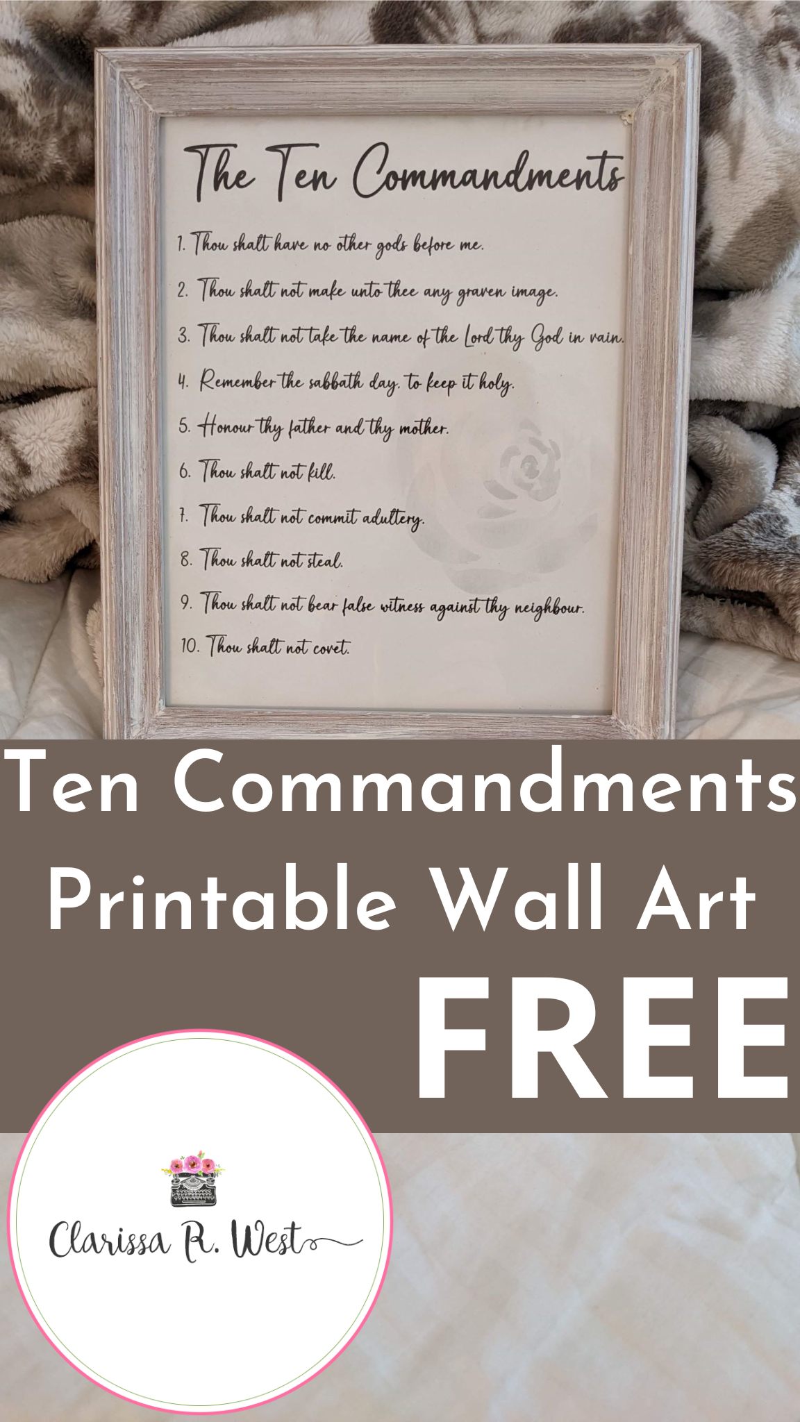 Ten Commandments Printable Wall Art | Free • Clarissa R. West in Free Printable Copy of The Ten Commandments