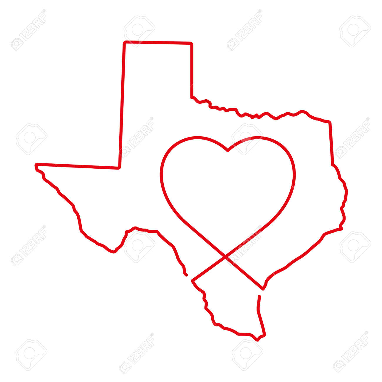Texas Us State Red Outline Map With The Handwritten Heart Shape regarding Free Small Printable Patterns Of Texas