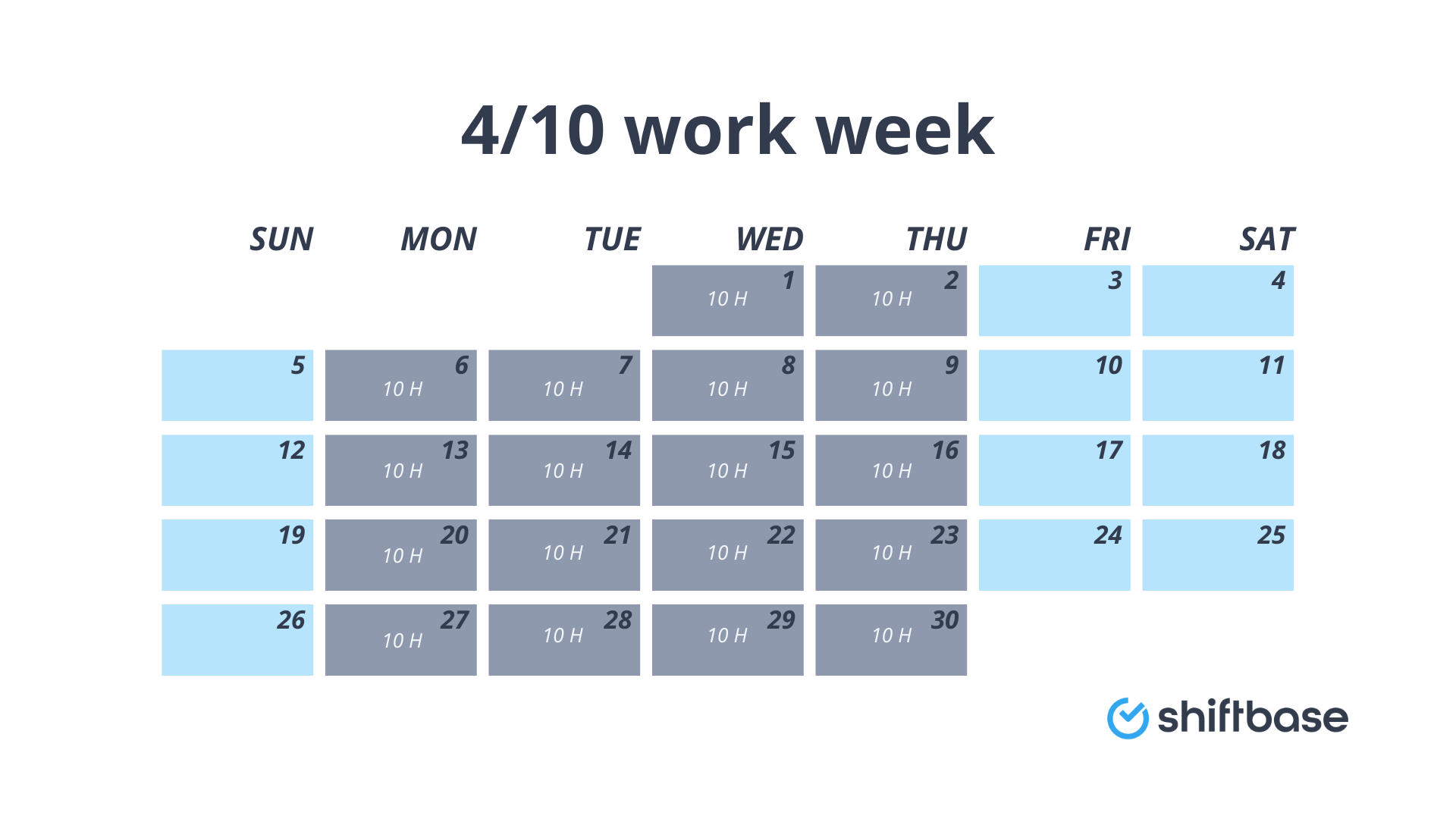 The 4/10 Work Schedule: How To Set It Up + Free Template - Shiftbase with regard to Free 10 Hour Shift Schedule Templates