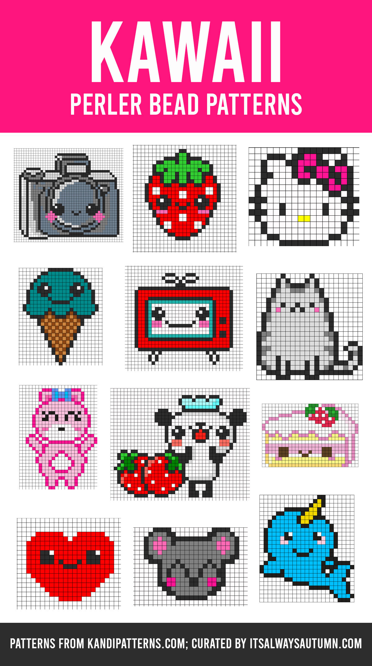 The Giant List Of Perler Bead Patterns {Fuse Beads, Melty Beads throughout Perler Beads Patterns Free Printable