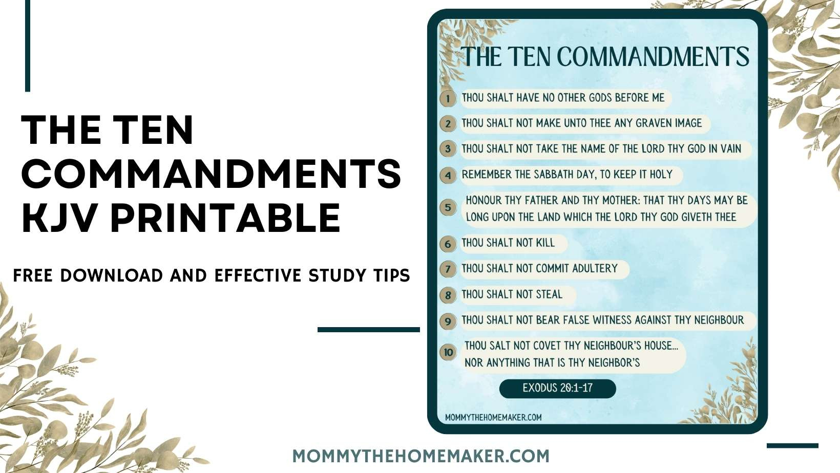 The Ten Commandments Kjv (Free Printable Pdf) - Mommy The Homemaker with regard to 10 Commandments Free Printable