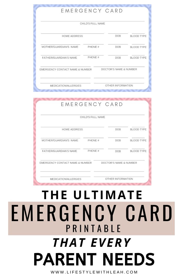The Ultimate Emergency Card Printable That Every Parent Needs intended for Free Emergency Card Template