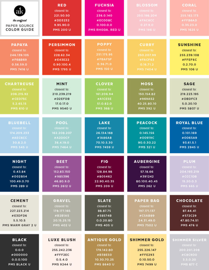 Rgb Color Chart Printable