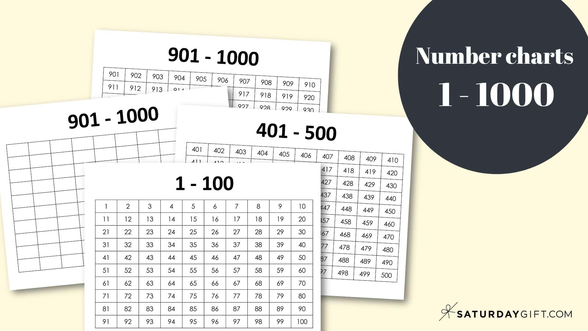 Thousands Chart Printable - Free Numbers 1-1000 Worksheets regarding 1 1000 Number Chart Printable