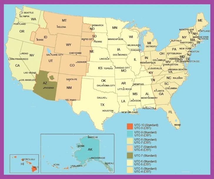 Free Printable Us Time Zone Map With State Names