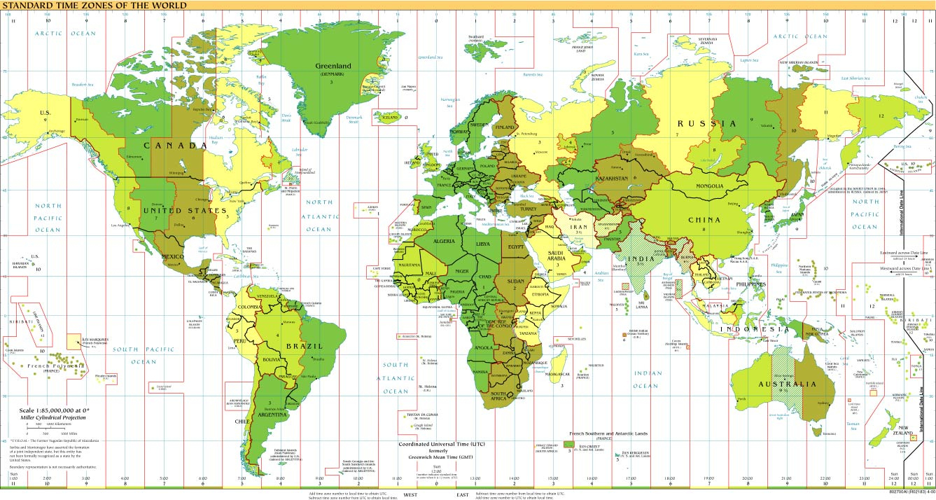 Time Zones Of The World Map (Large Version) pertaining to World Map Time Zones Printable Free