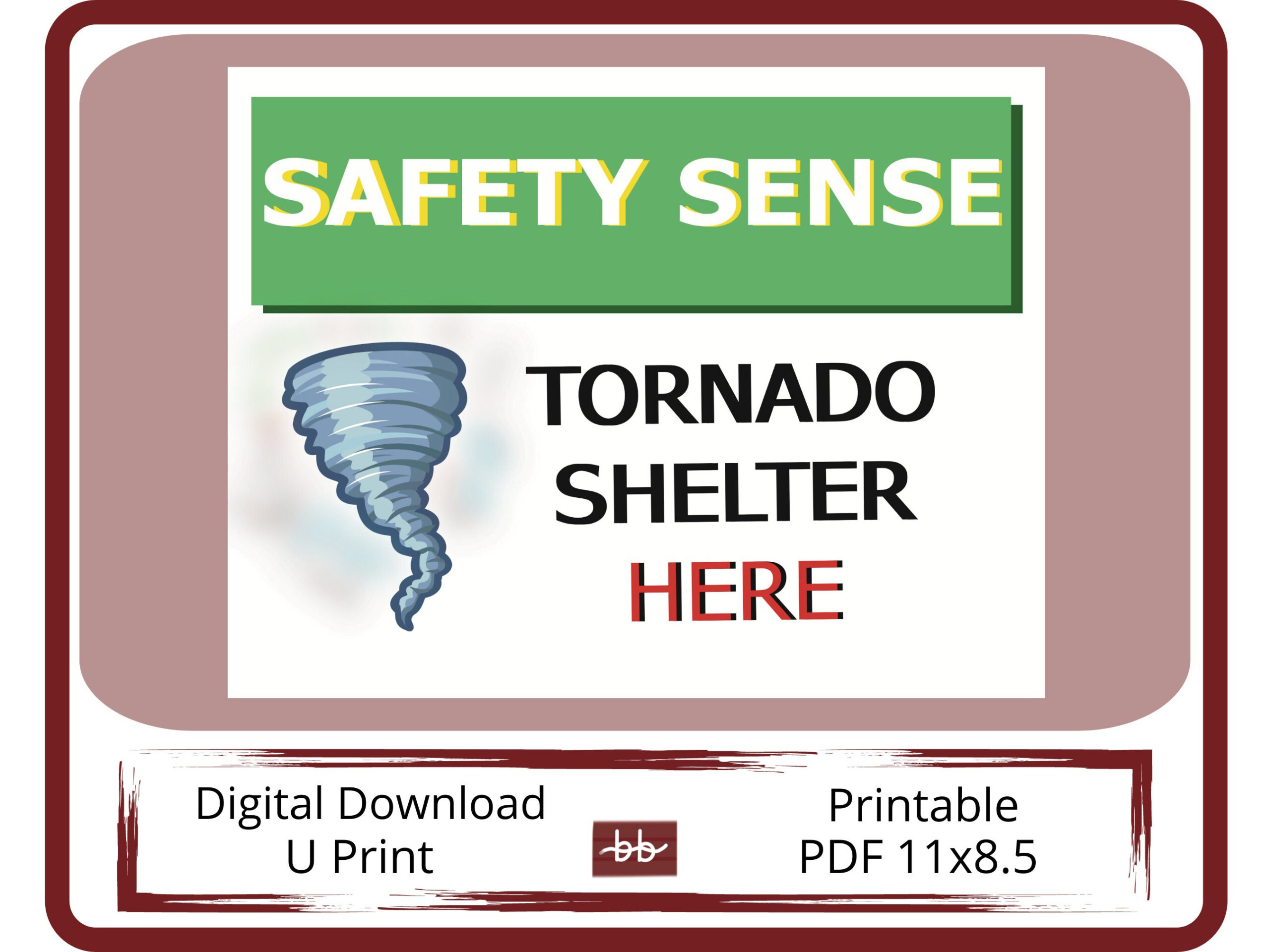 Tornado Shelter Here Sign 8.5 X 11 Easily Printable Pdf File with Free Printable Tornado Shelter Signs