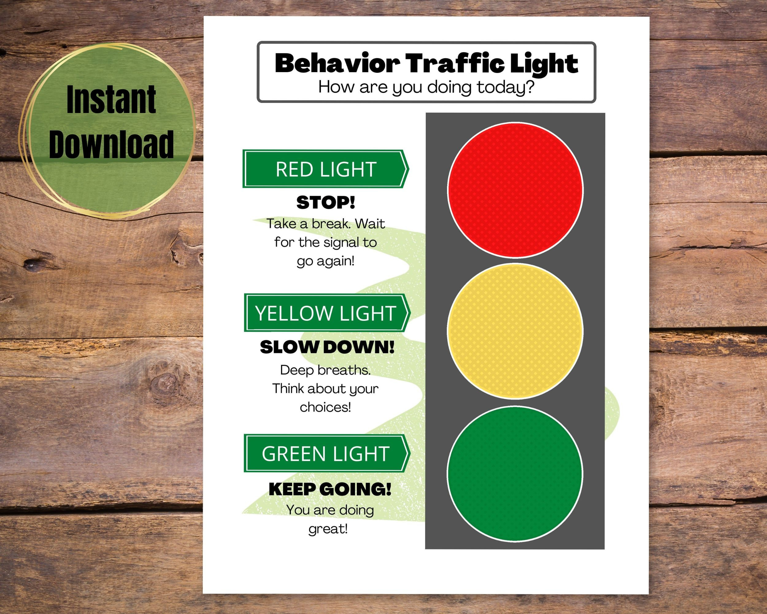 Traffic Light Behavior Chart, Printable Behavior Chart For Kids - Etsy inside Stop Light Behavior Chart Printable