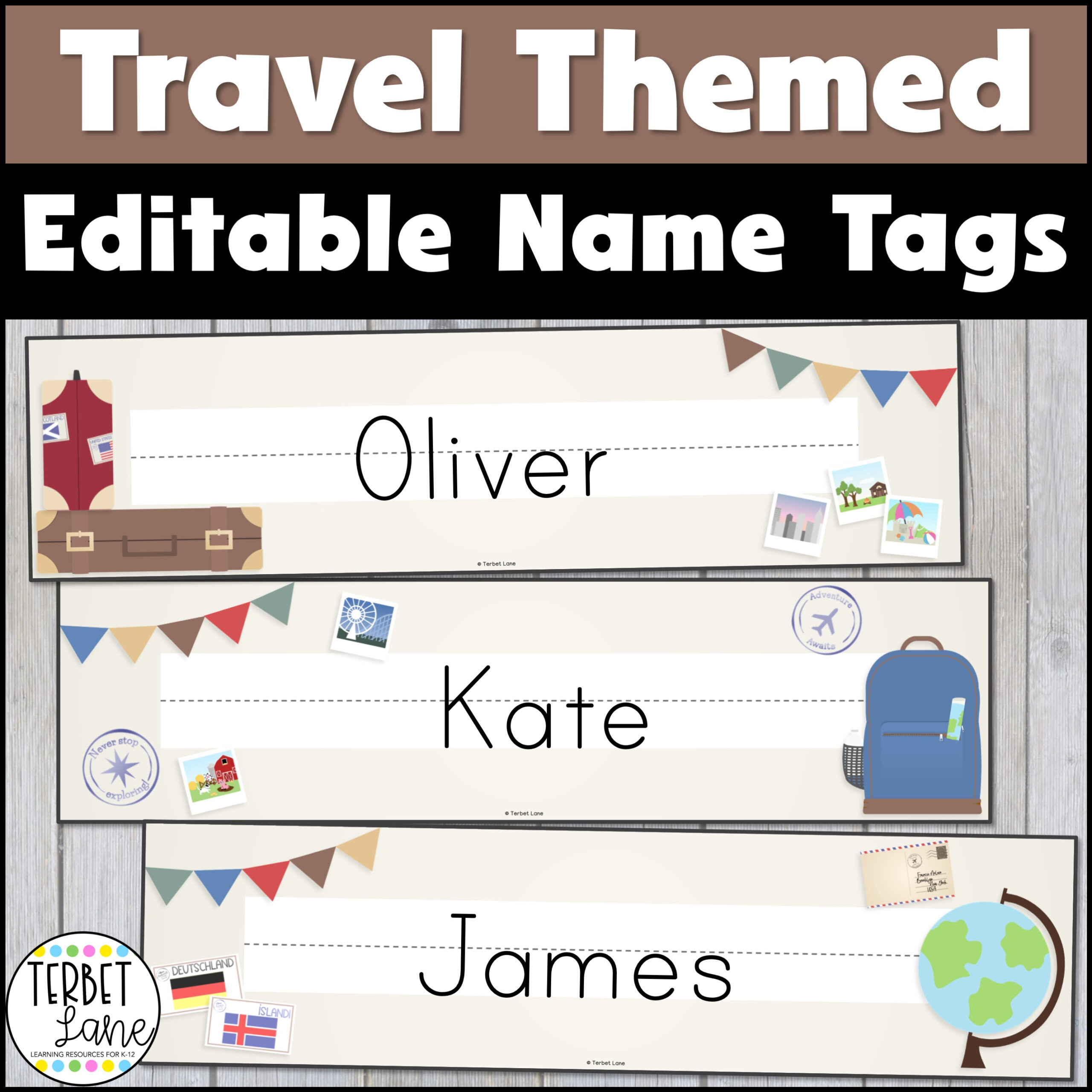 Travel Themed Classroom Decor Editable Student Desk Name Tags Name intended for Free Field Trip Name Tags Template