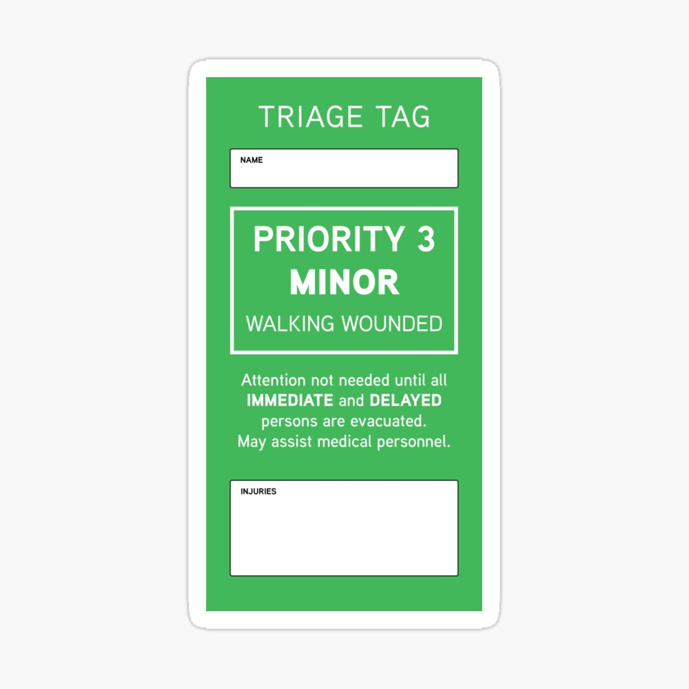 Triage Tag: Minor&amp;quot; Poster For Saleincapability | Redbubble intended for Free Printable Triage Tags