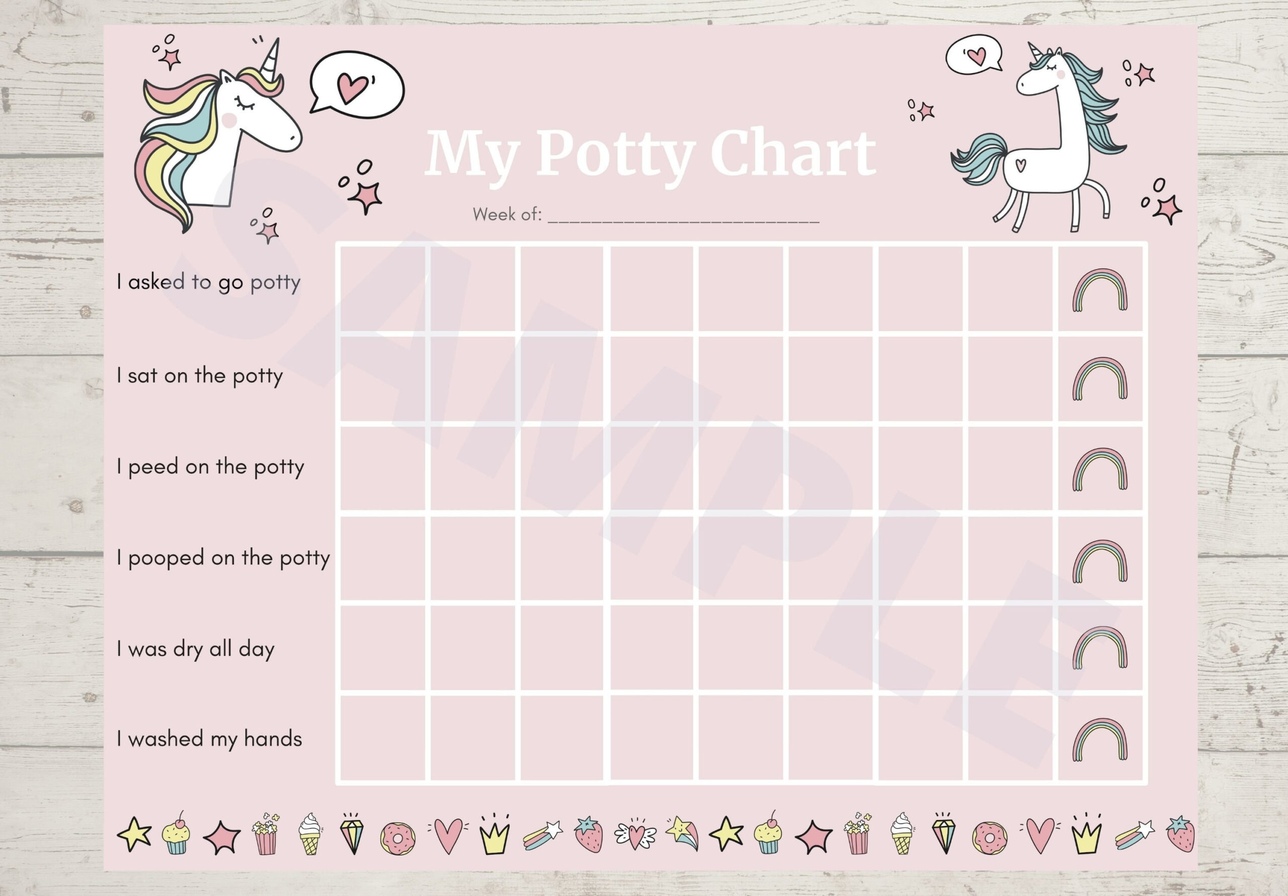Unicorn Potty Chart//Rainbow Potty Chart//Girls Potty Training with Unicorn Potty Chart Printable
