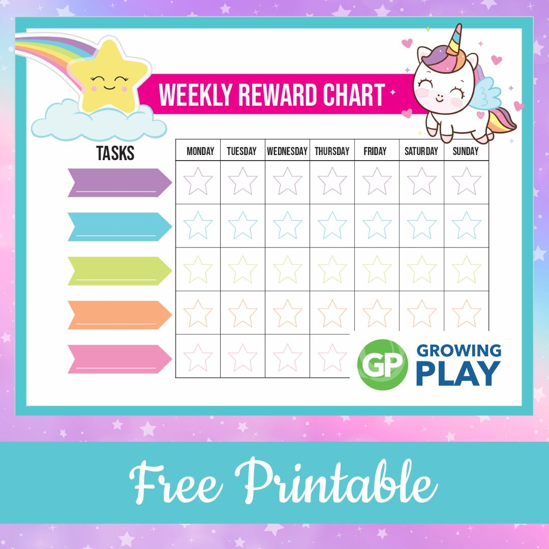 Unicorn Reward Chart - Free Printable - Growing Play - Worksheets within Weekly Reward Chart Printable Free