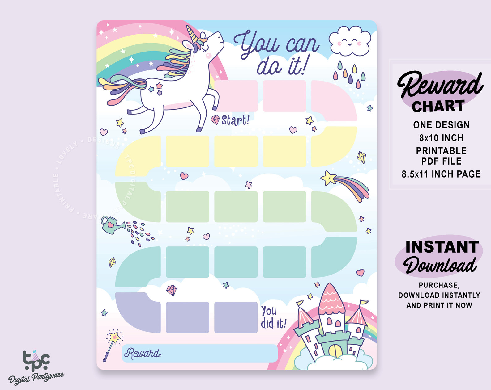 Unicorn Reward Chart | Printable Unicorn Behavior Chart | Daily Chore Chart | Kids Routine Sticker Chart | Cute Rainbow Reward Chore Chart throughout Unicorn Behavior Chart Printable