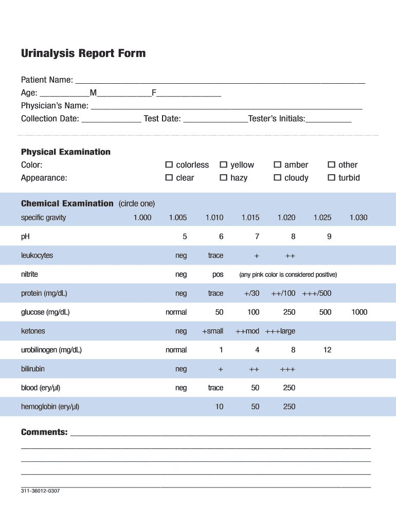 Urinalysis Report - Fill Online, Printable, Fillable, Blank for Urine Dipstick Results Chart Printable