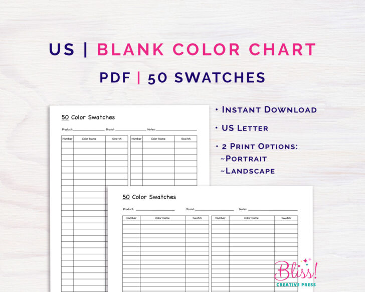 Blank Color Chart Printable