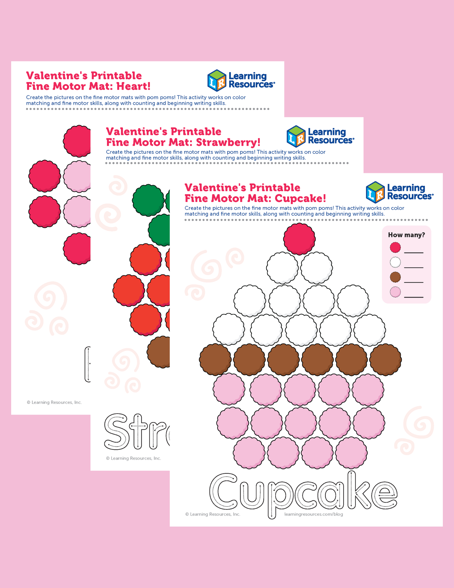 Valentine&amp;#039;S Printable Fine Motor Mat with Free Printable Pom Pom Mats