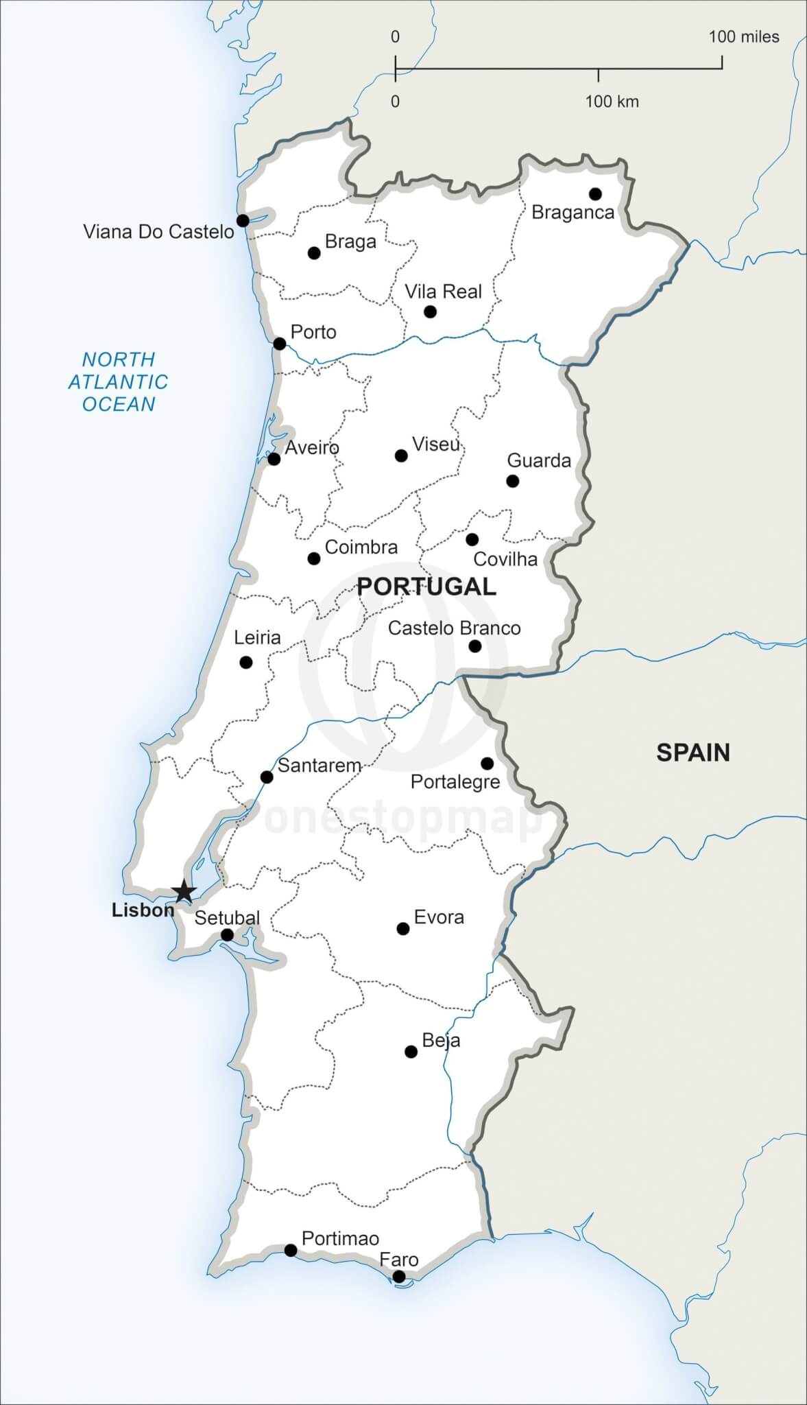 Vector Map Of Portugal Political | One Stop Map pertaining to Free Printable Map Of Portugal