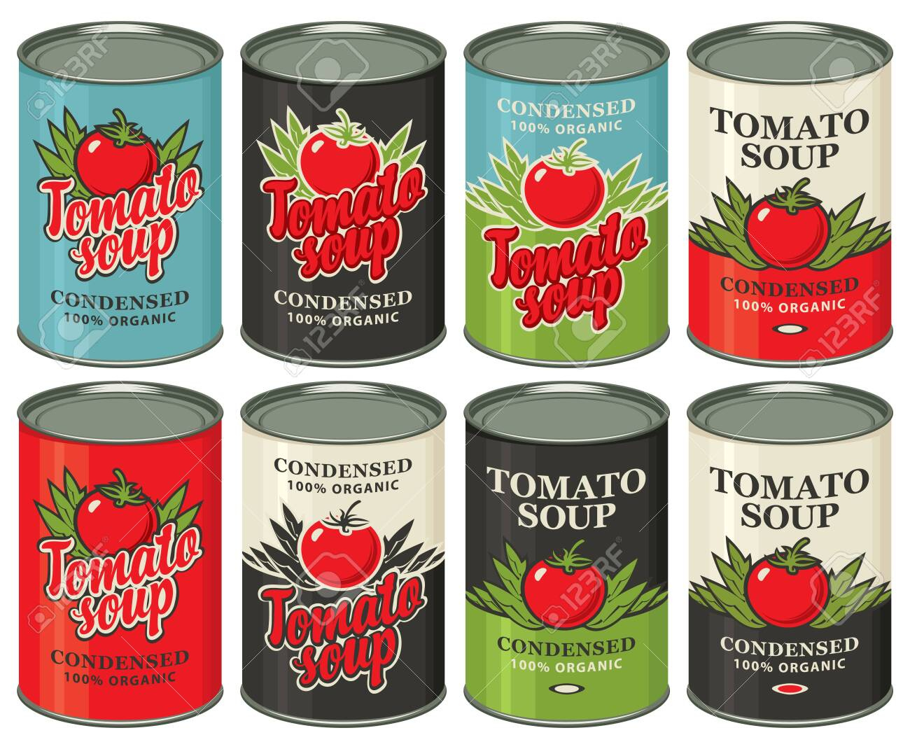 Vector Set Of Tin Cans With Various Labels For Condensed Tomato with regard to Free Soup Can Label Template