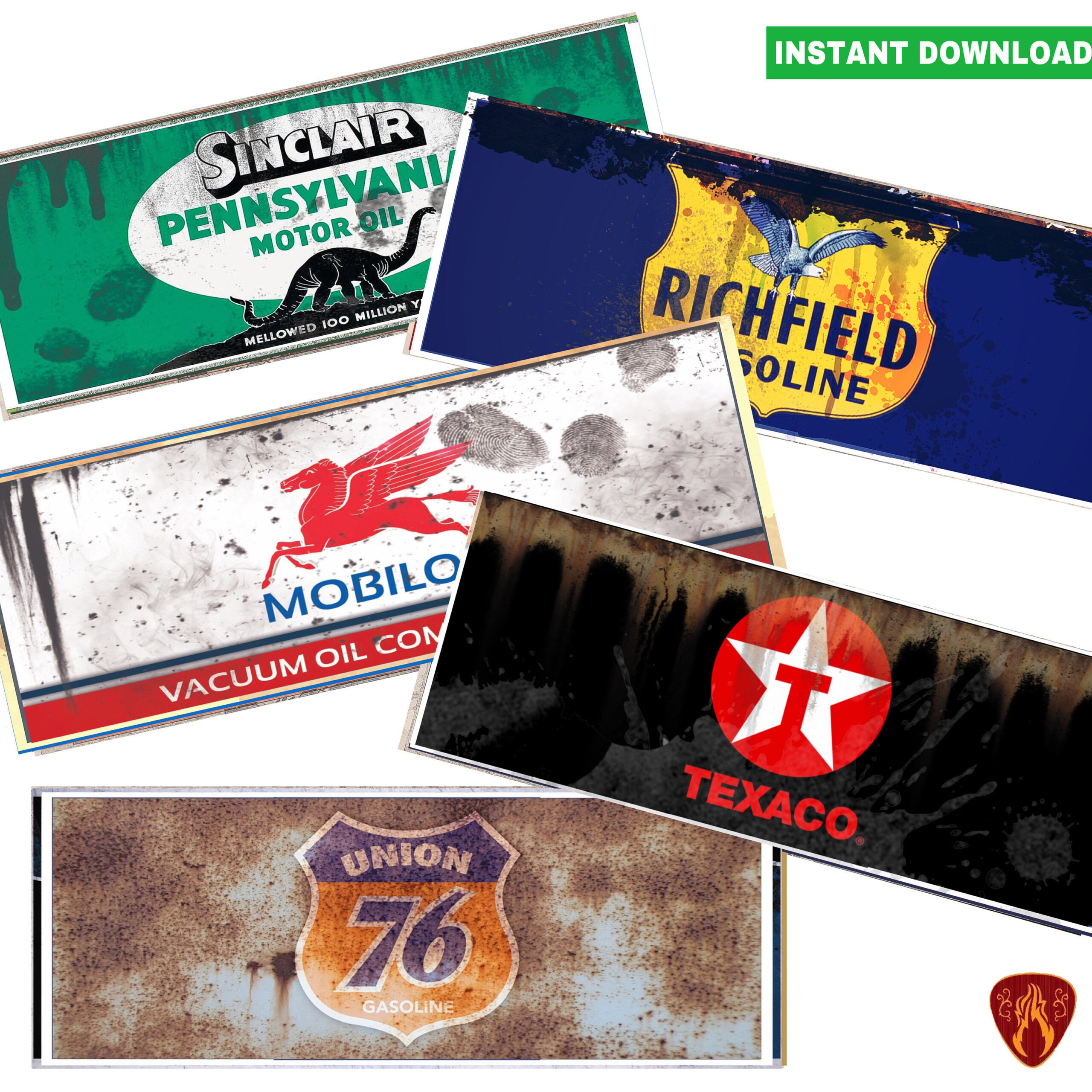 Vintage Motor Oil Can Labels Set Of 5 Printable Digital Prints with regard to Free Printable Oil Can Labels