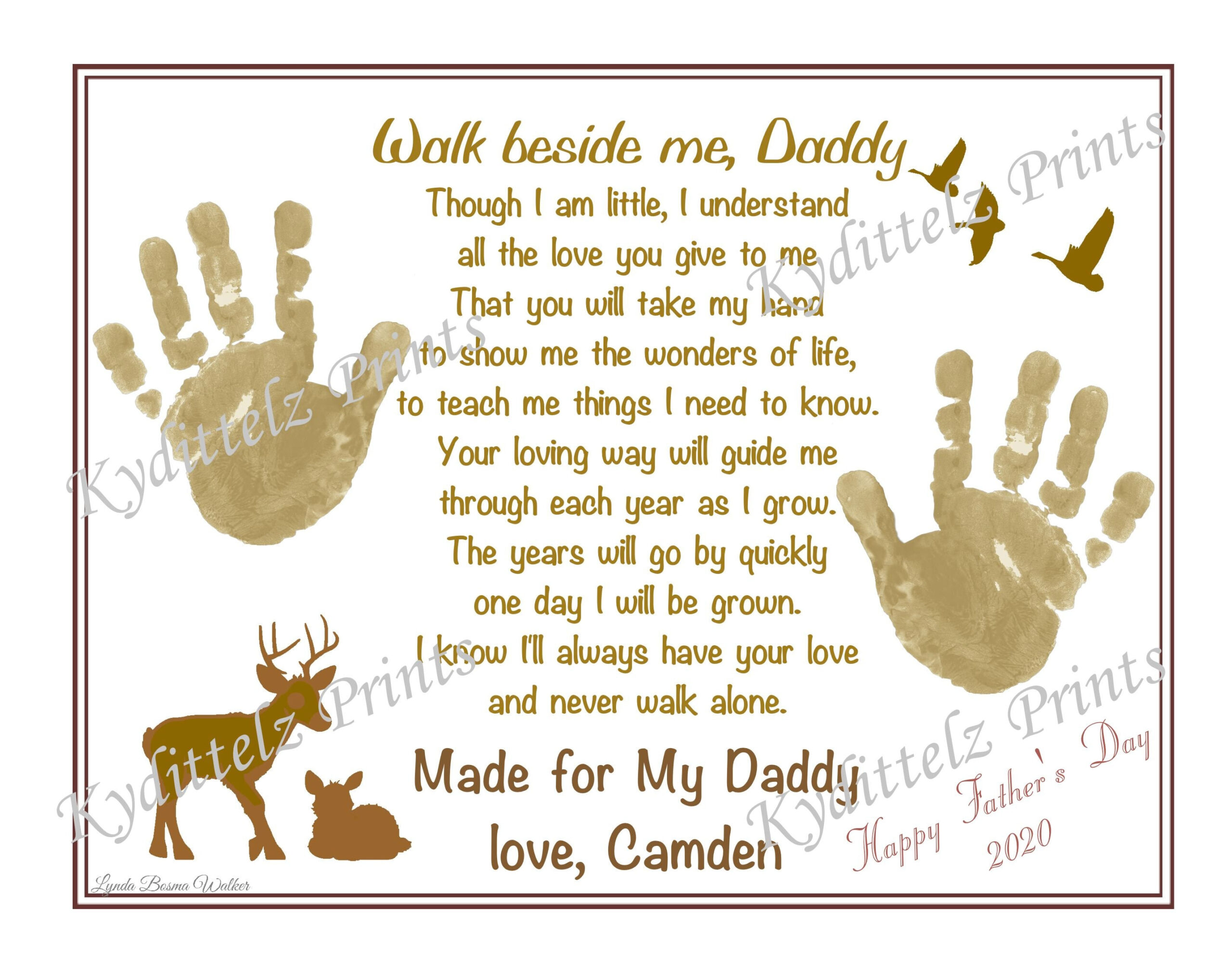 Walk Beside Me Daddy | Personalized Poem~Baby Child Handprints within Walk With Me Daddy Free Printable