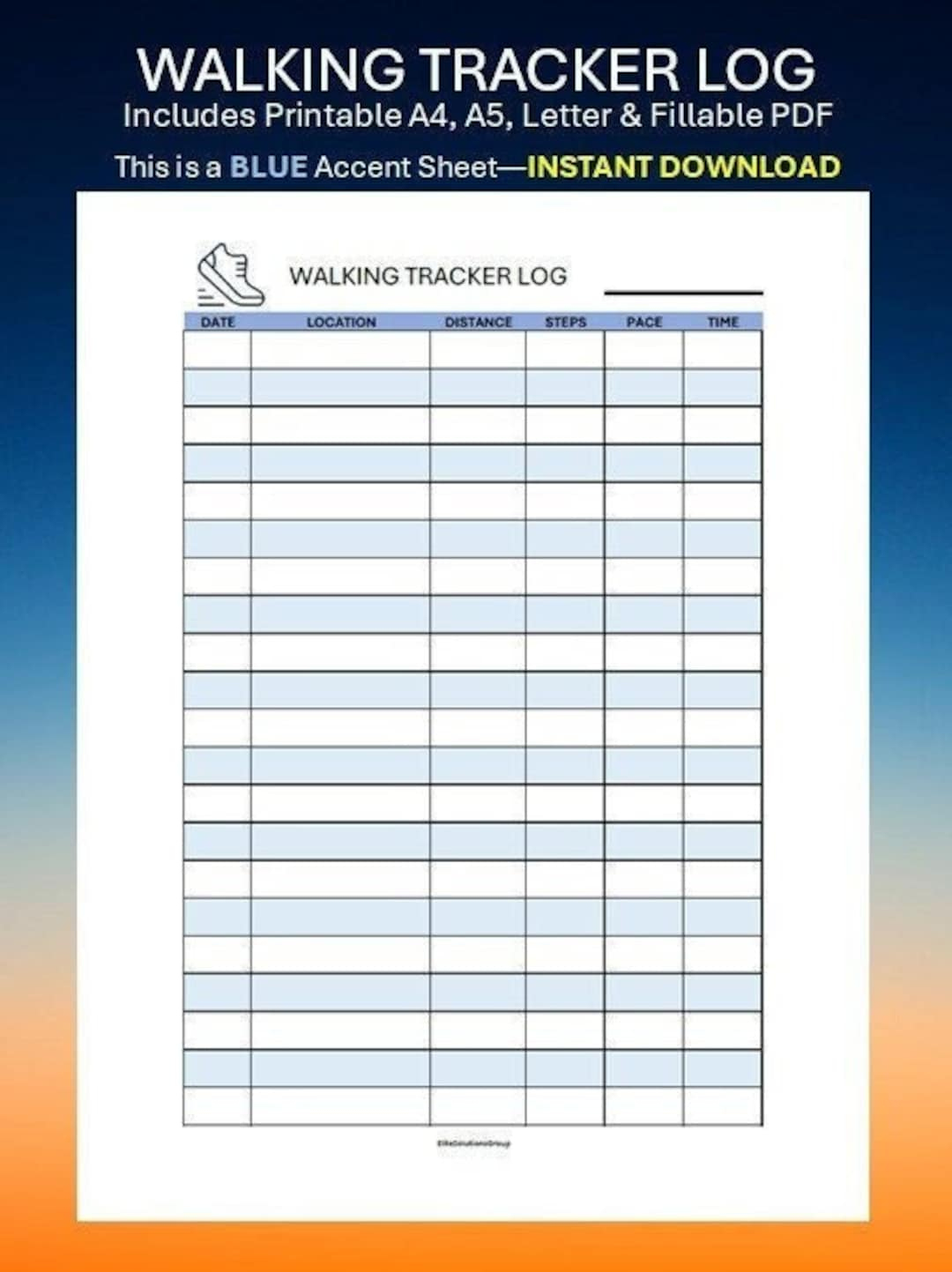 Walking Tracker Printable, Walking Journal, Walking Log, Daily for Walking Chart Printable