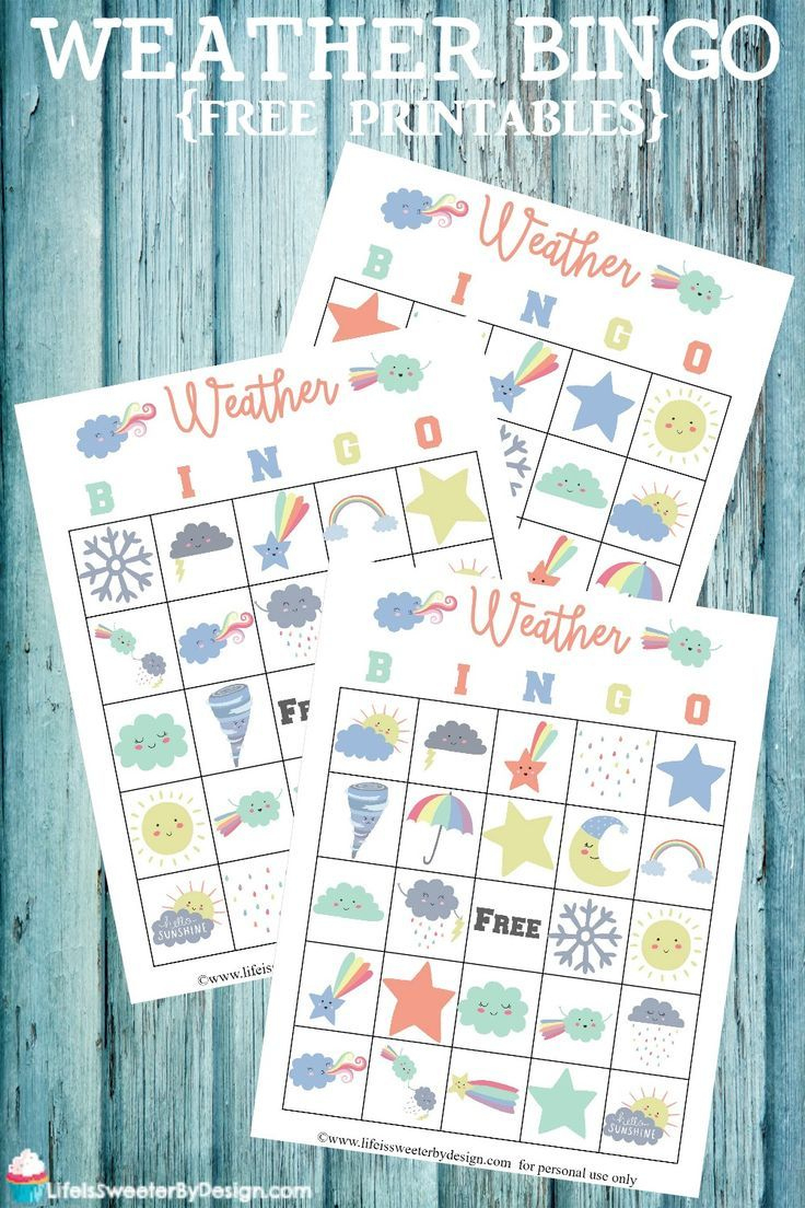 Weather Bingo Free Printable Cards - Life Is Sweeterdesign within Weather Bingo Free Printable