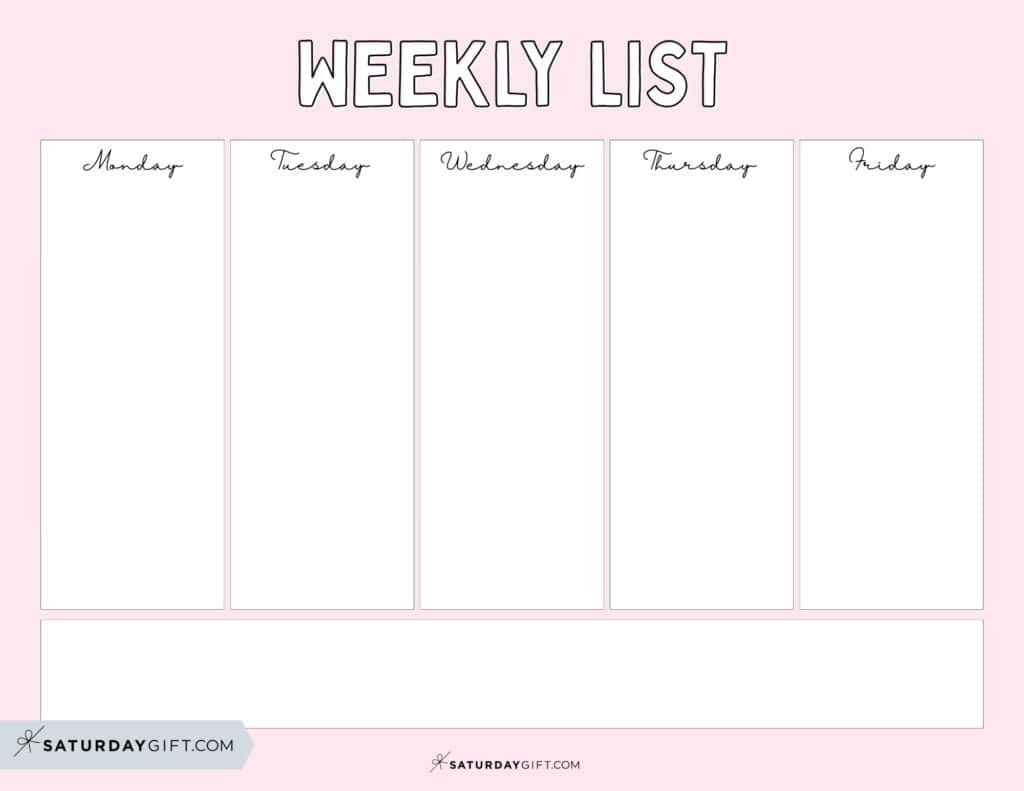 Weekly Planner Printable - 39 Cute Free Weekly Calendar Templates regarding Week Chart Printable