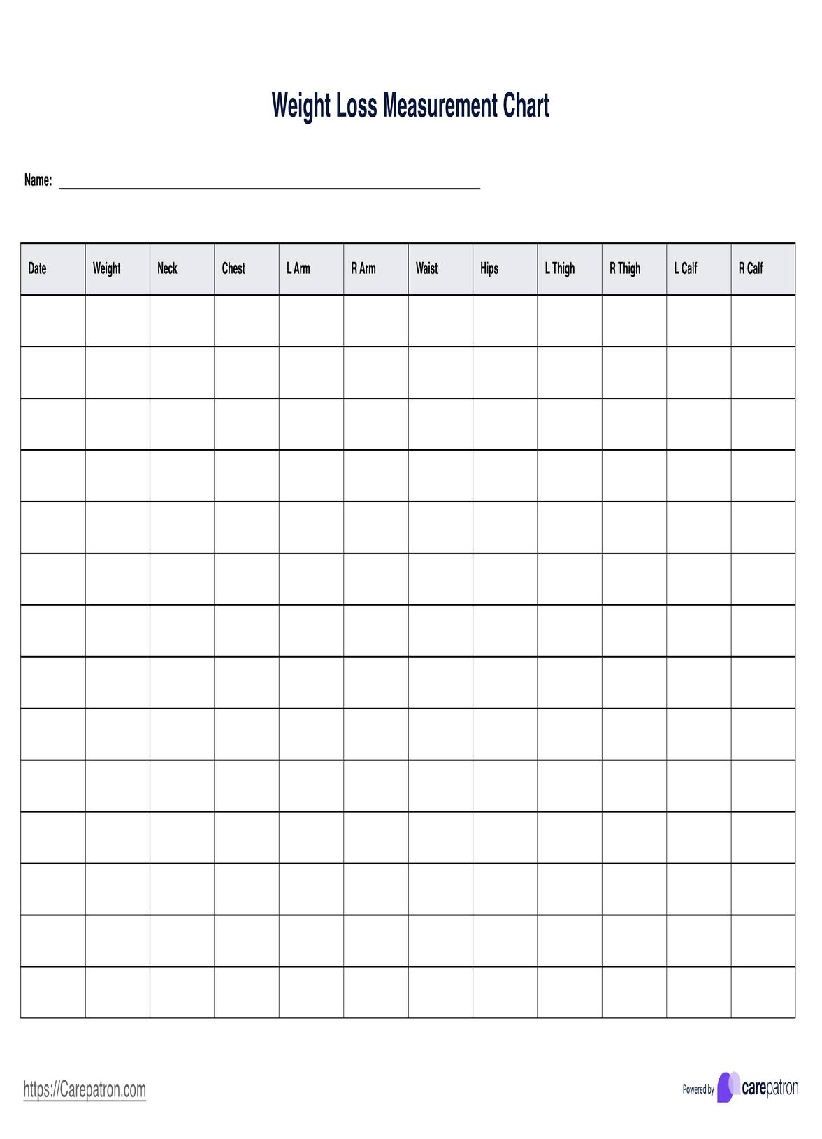 Weight Loss Measurement Chart Template &amp;amp; Example | Free Pdf Download throughout Weight Measurement Chart Printable