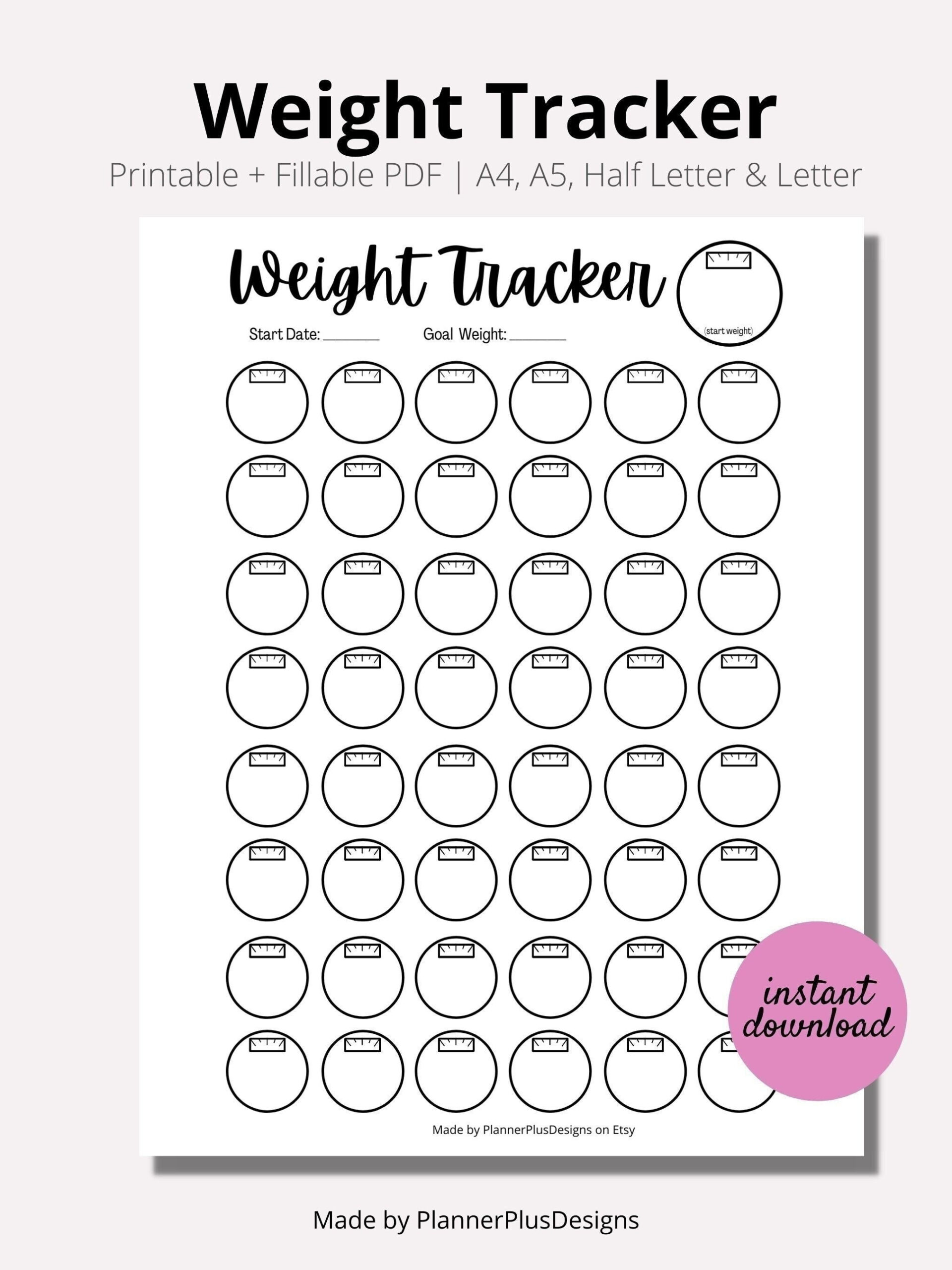 Weight Loss Tracker Journal Printable, Weight Loss Chart, Weight throughout Weight Chart Printable