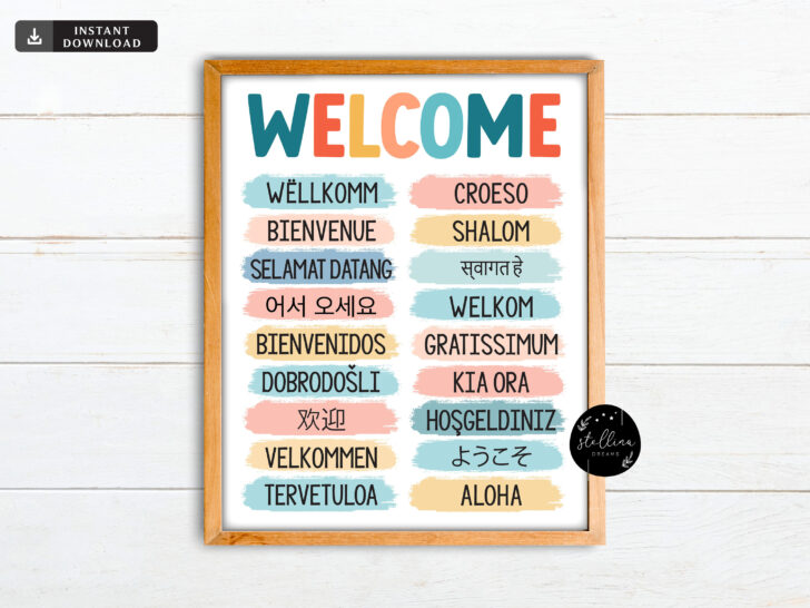 Free Printable Multilingual Welcome Poster