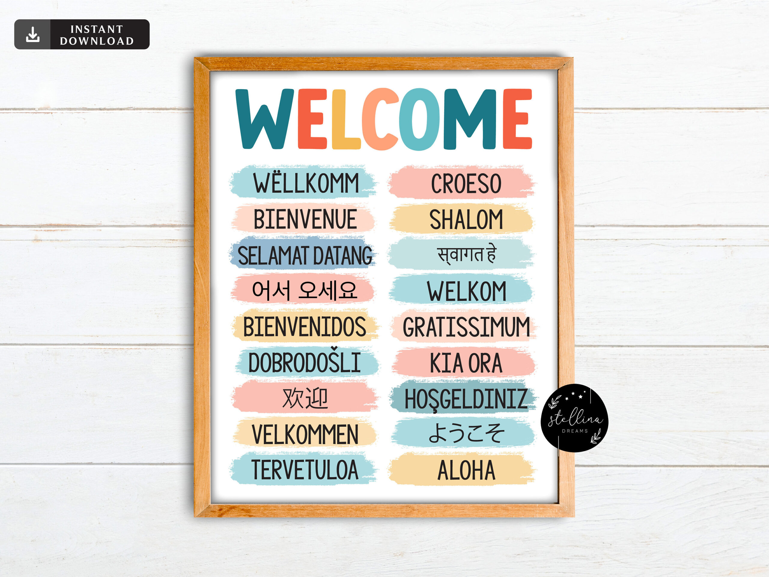 Welcome Sign, Multi-Language Welcome, Printable Office Wall Art inside Free Printable Multilingual Welcome Poster
