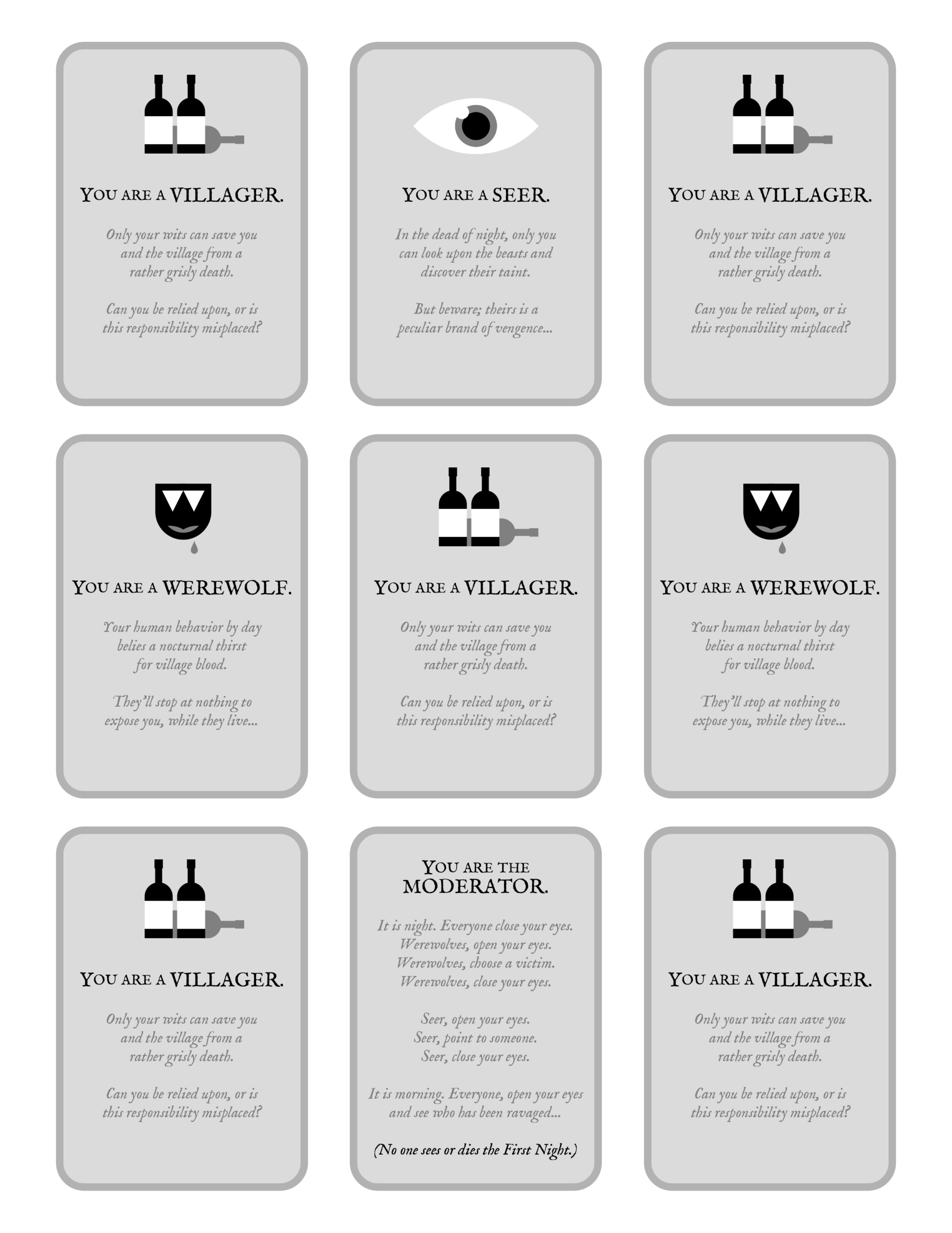 Werewolf Role-Play Game - Cool Hunting® regarding Free Printable Werewolf Game Cards