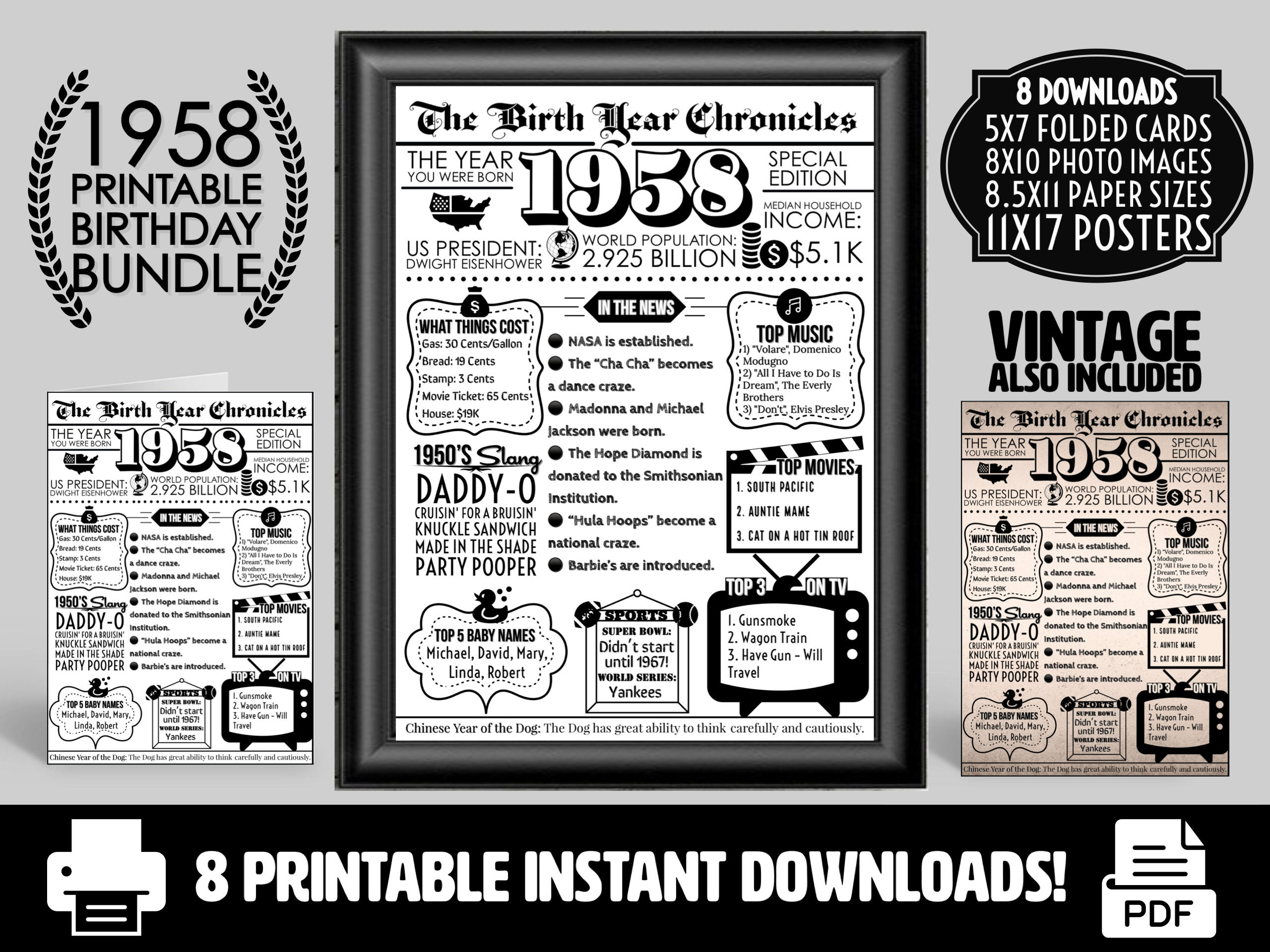 What Happened 1958 - Etsy with Free Printable 1958 Facts