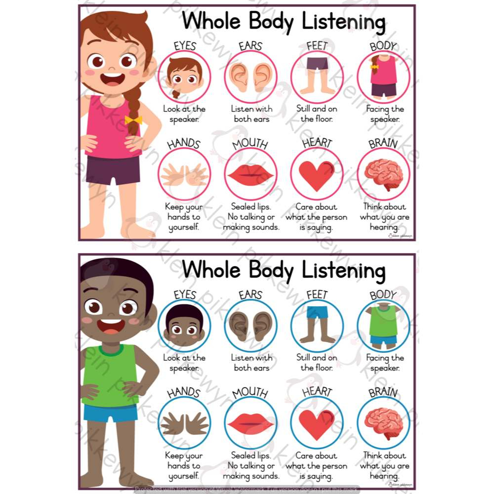 Whole Body Listening Posters • Teacha! within Whole Body Listening Free Printables