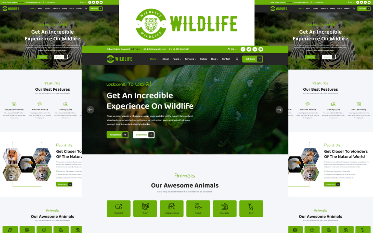 Wildlife - Zoo And Safari Park Html5 Template regarding Free Safari Website Templates