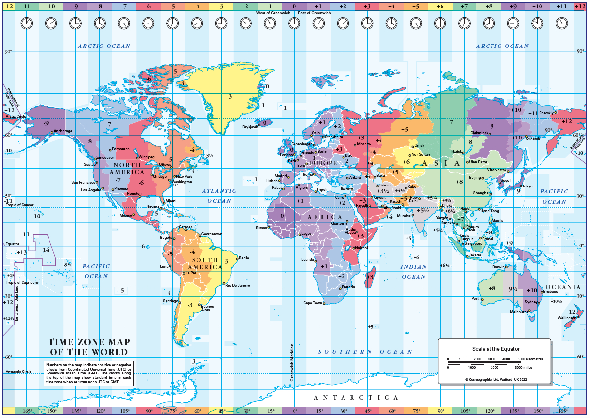 World Time Zones Map (Download) in World Map Time Zones Printable Free
