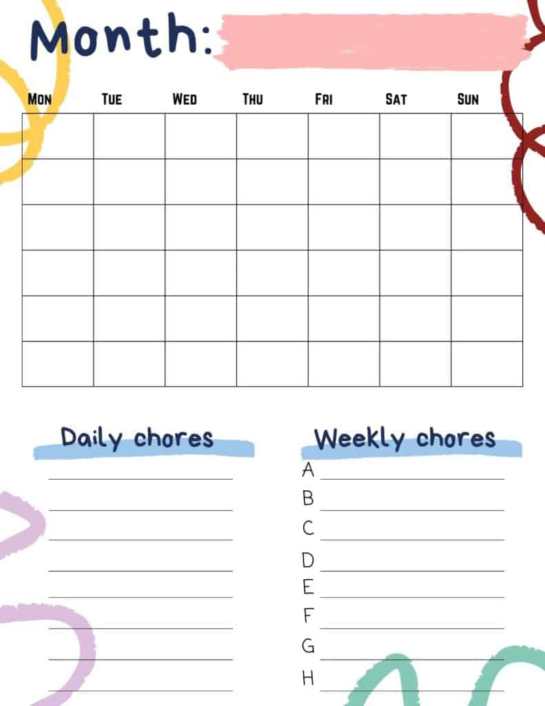 You&amp;#039;Ll Love Our Free Printable Chore Charts For Kids With This Age pertaining to Monthly Chore Chart Printable
