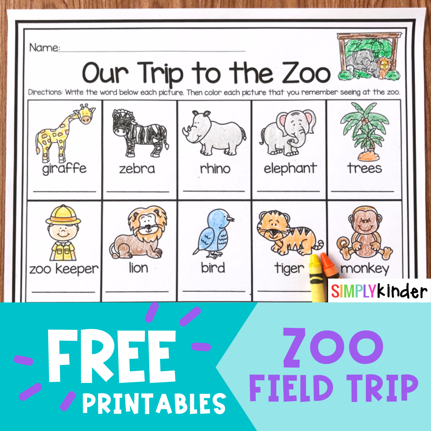 Zoo Field Trip Freebie - Simply Kinder for Free Zoo Field Trip Printables