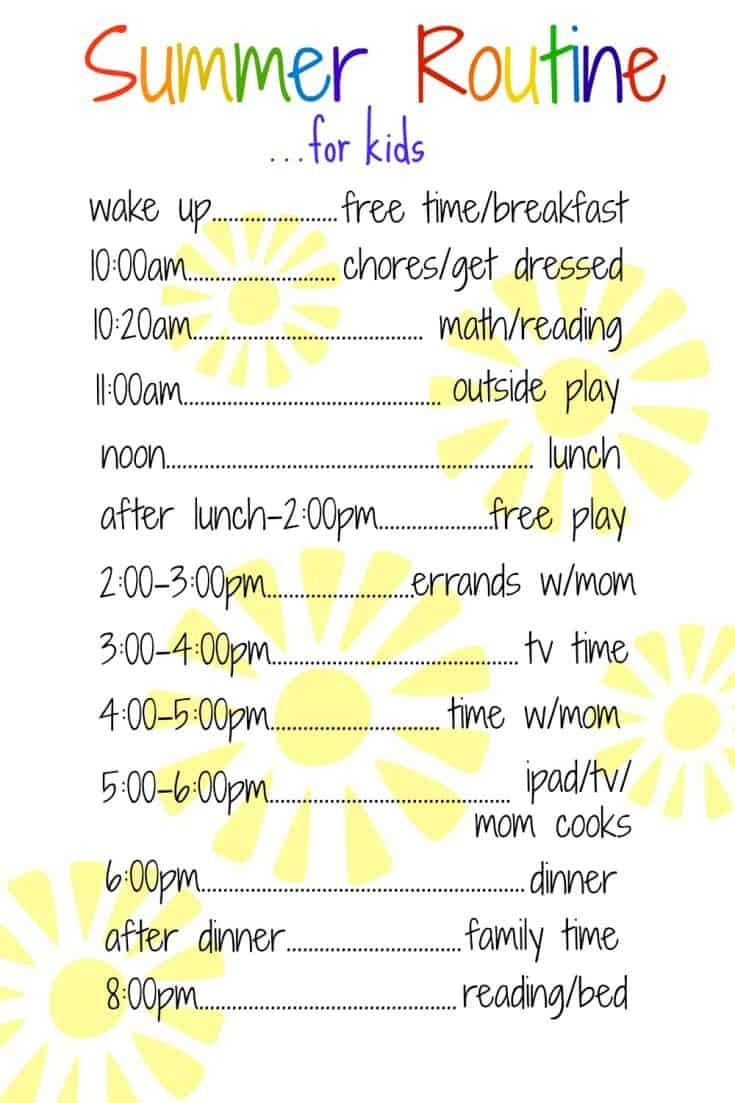 10 Free Summer Daily Schedule Templates (Sanity Saving Printables) for Free Summer Schedule Template