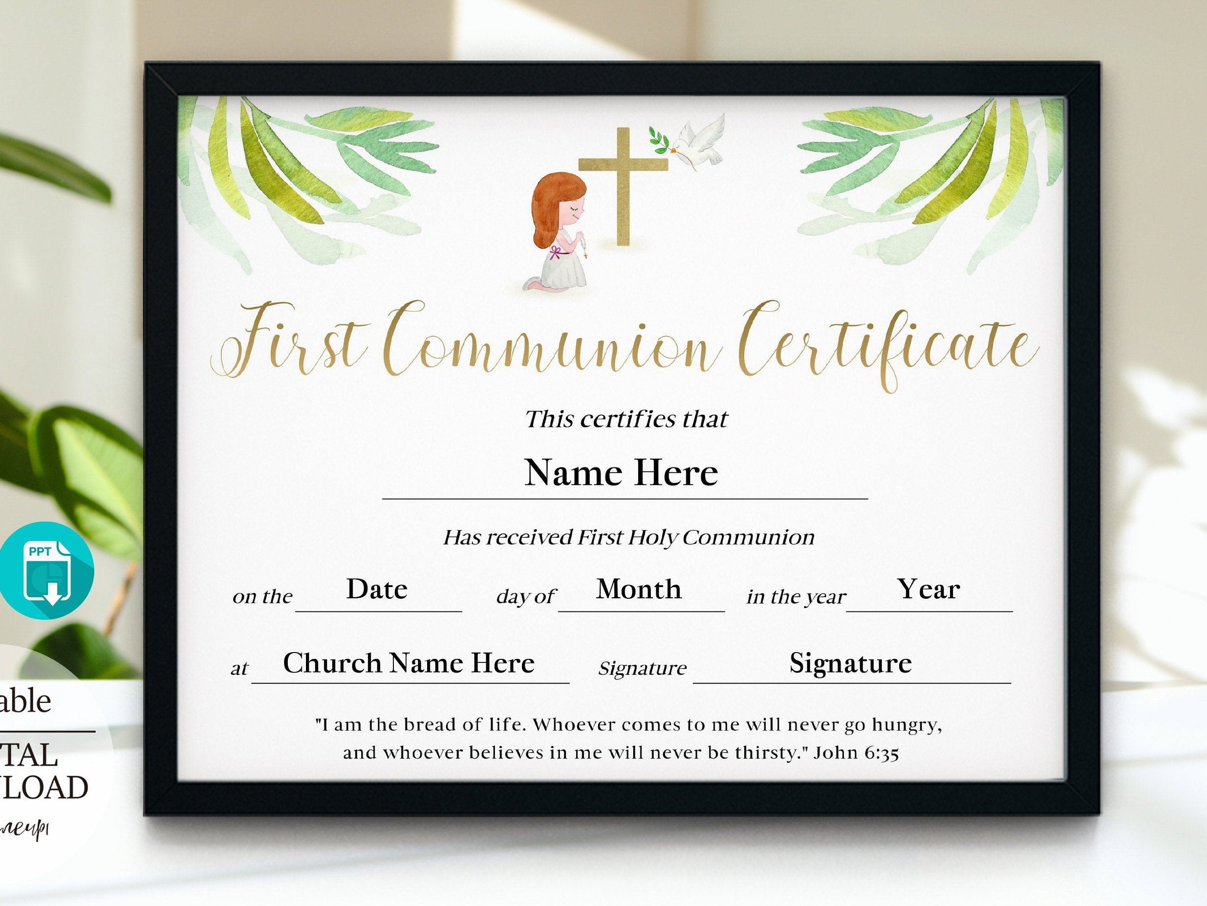 11X8.5 First Communion Certificate Template, Editable Printable for Free First Communion Certificate Templates